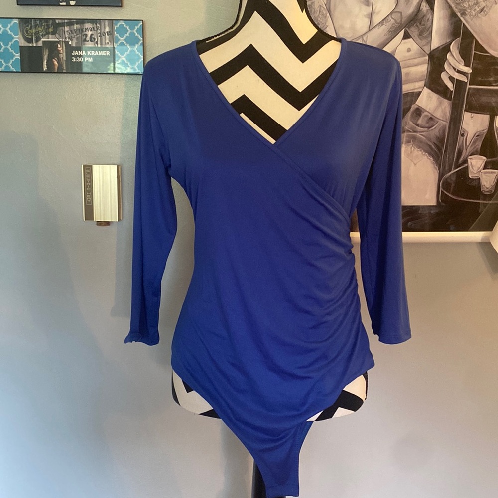 Blue 3/4 sleeve bodysuit
